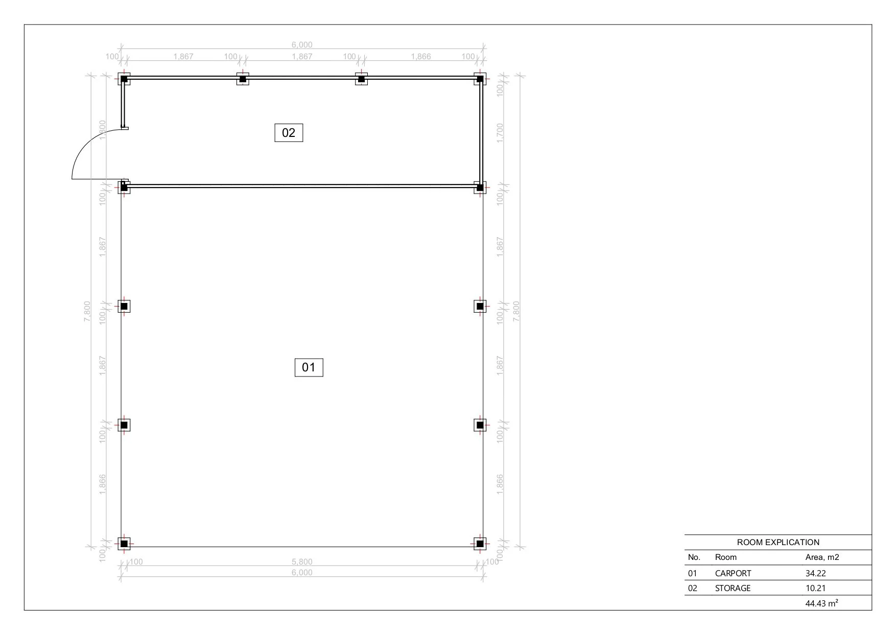 Dobbelt Carport Elsdon, 44 m²