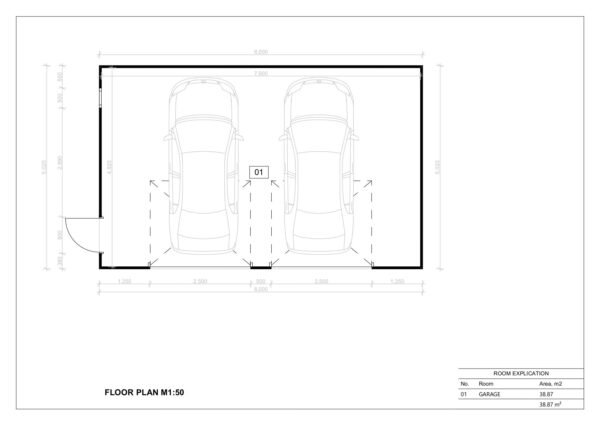 Isoleret Dobbelt Garage Varfell, 38 m²