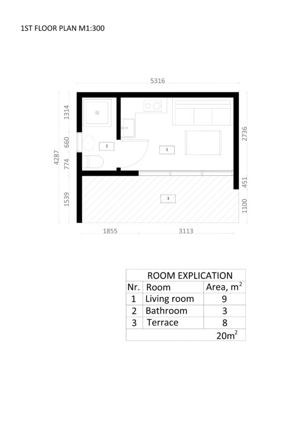 Isoleret Havehus Gibraltar, 20 m²