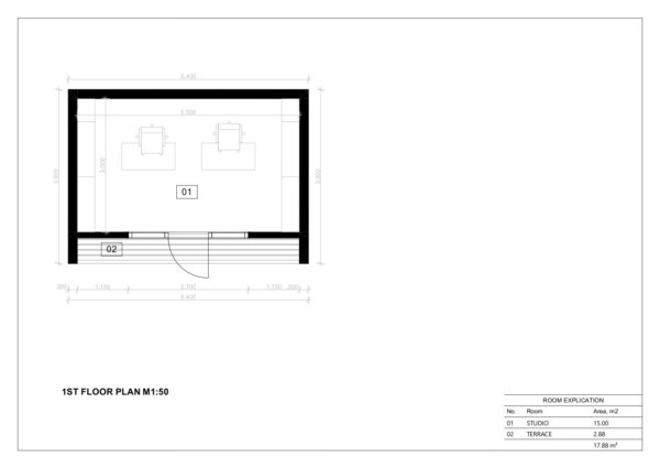 Luksus Anneks Havana, 17 m²