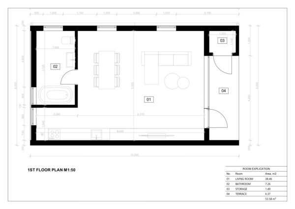 Præfabrikeret Sommerhus Valletta, 54 m²