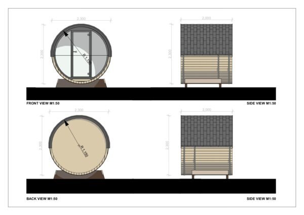 Saunatønde Warrington, 2.3x2.0