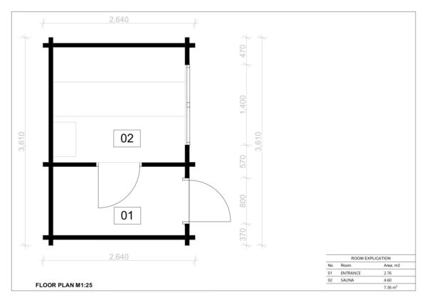 Udendørs Sauna Derby, 7 m²