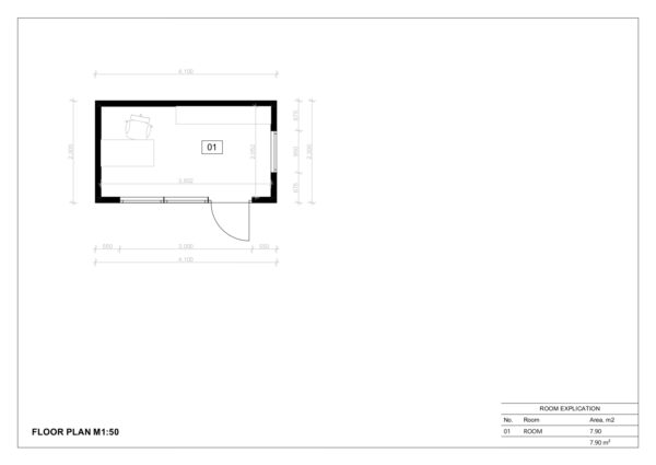 Isoleret  Container Hus Tolz, 9 m²