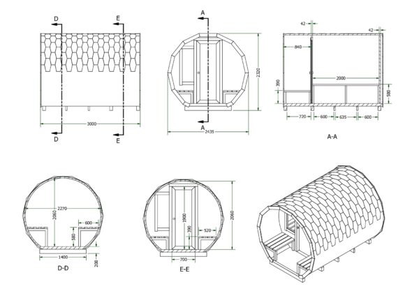 BUITENSAUNA BARREL SAUNA 3M, Seraing