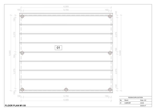 Houten Dubbele Carport Aethelstan, 5x6 m