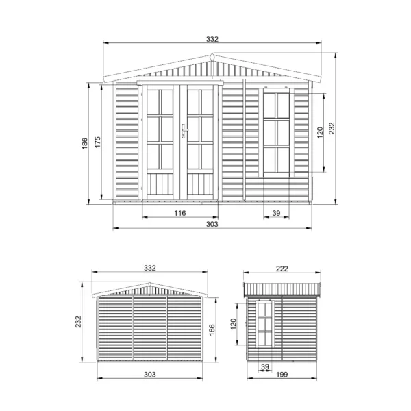 Havehus i træ SH575 - 303 x 199 cm – 6 m2 - Image 5