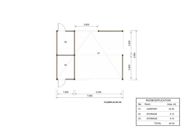 Houten Garage Bram 7.6x5.6 m