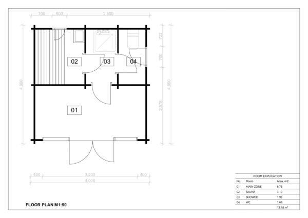 Medinė Pirtis Beržas 44mm, 16 m²
