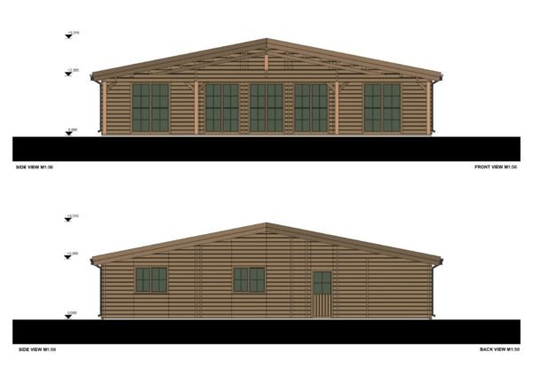 Blokhut Tess (Geïsoleerd, 44+44mm), 100m²