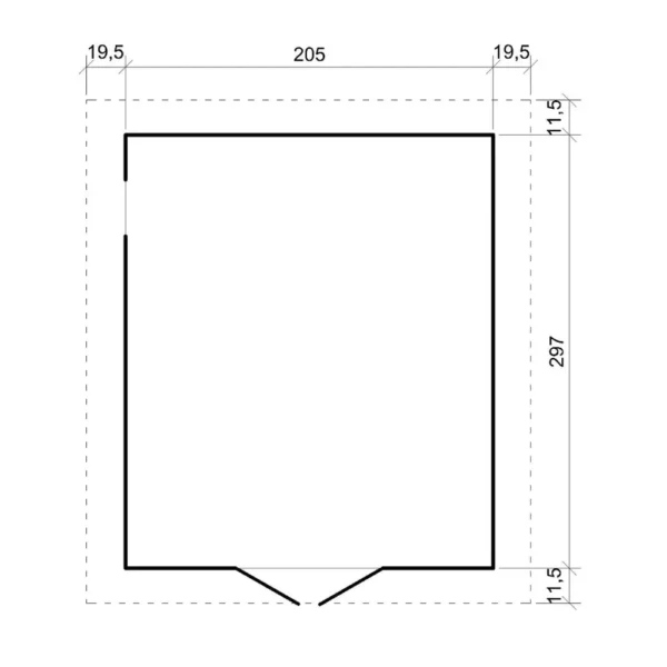Garage i træ SH501 - 297 x 205 cm – 6 m2