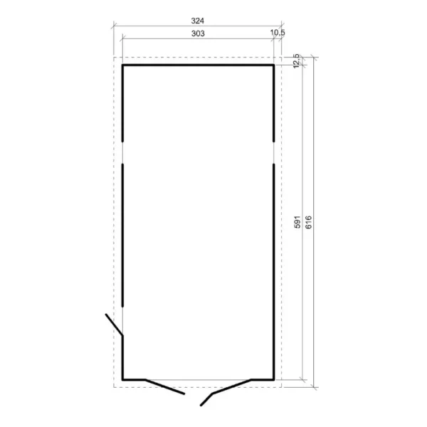 Garage i træ SH503- 591 x 303 cm – 18 m2
