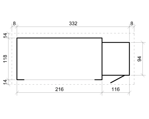 Brændeskur SH512 - 344 x 130 cm – 4 m2