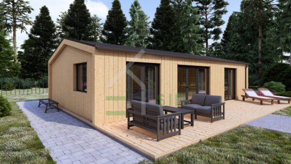 Houten huis Lotte (Geïsoleerd, 44 mm + gevelbekleding), 63 m²