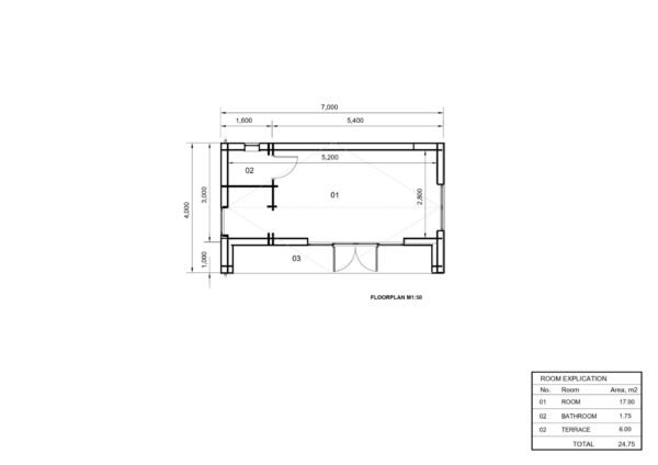 Houten Huis Julia (Geïsoleerd, 34 mm + gevelbekleding), 22 m²