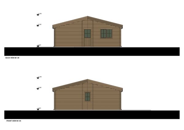 Blokhut Mark (Geïsoleerd, 44+44 mm), 103 m²