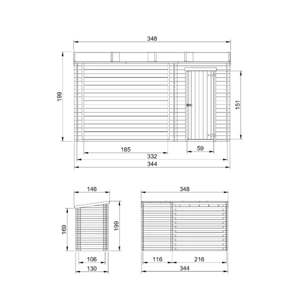 Brændeskur SH512 - 344 x 130 cm – 4 m2 - Image 3