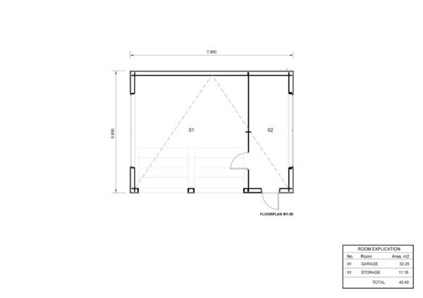 Dubbele Houten Garage Willem (34 mm + gevelbekleding), 8x6 m