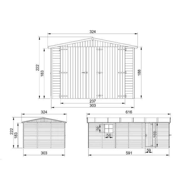 Garage i træ SH503- 591 x 303 cm – 18 m2 - Image 4