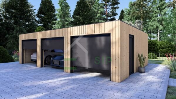 Triple Houten Garage Kees (34 mm + gevelbekleding), 9x6 m