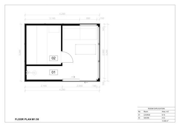 Houten Sauna William, 12 M²