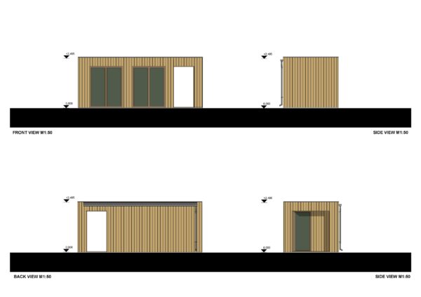 Tuinkantoor Asa 3 (44 mm + Gevelbekleding), 9.3 m², Terras 3.6 m²