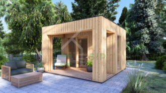 Tuinkantoor Daina 3 (44 mm + Gevelbekleding), 9.3 m², Terras 6.7 m²