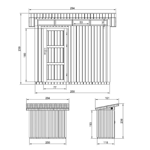 Luksus haveskur i træ SH573 - 118 x 250 cm – 3 m2 - Image 6