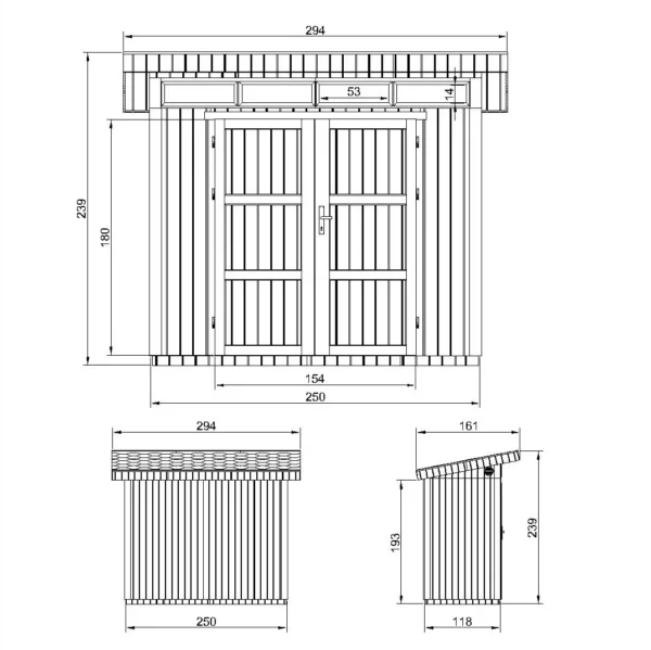 Luksus haveskur i træ SH581 – 118 x 250 cm – 3 m2 - Image 5