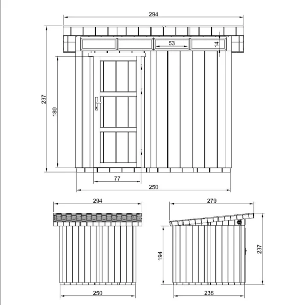 Luksus redskabsskur i træ SH587 – 236 x 250 cm – 6 m2 - Image 4