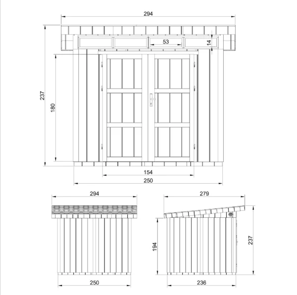 Luksus redskabsskur i træ uden gulv SH589 – 236 x 250 cm – 6 m2 - Image 4