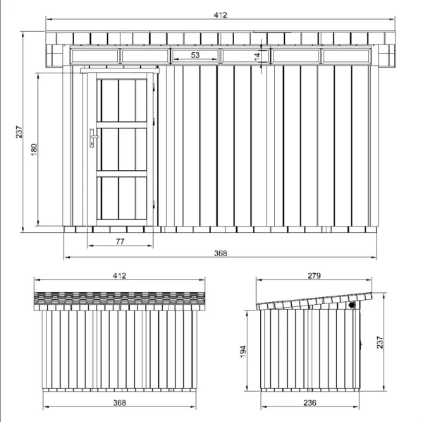 Luksus redskabsskur i træ SH593– 236 x 368 cm – 9 m2 - Image 4