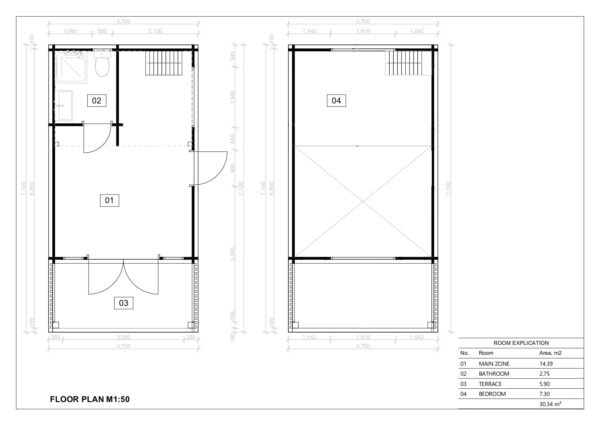 Blokhut Arthur 44mm, 26 m²