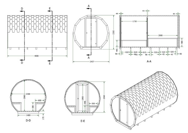 BUITENSAUNA BARREL SAUNA 4M, Verviers