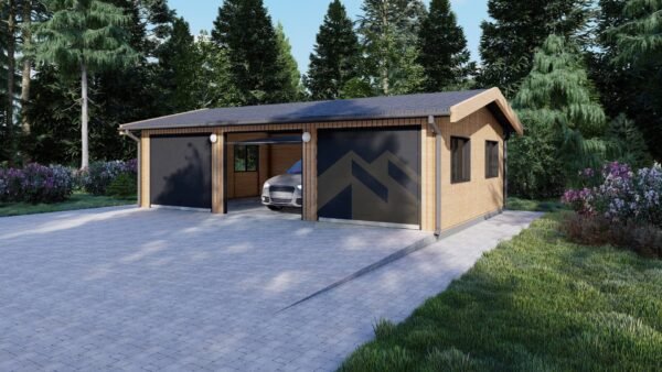 Triple Houten Garage Aeropos (SIP Geïsoleerd) 8.8 x 5.8 m