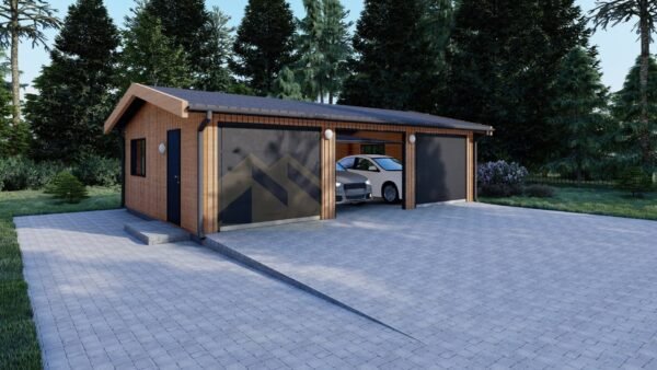 Triple Houten Garage Aeropos (SIP Geïsoleerd) 8.8 x 5.8 m