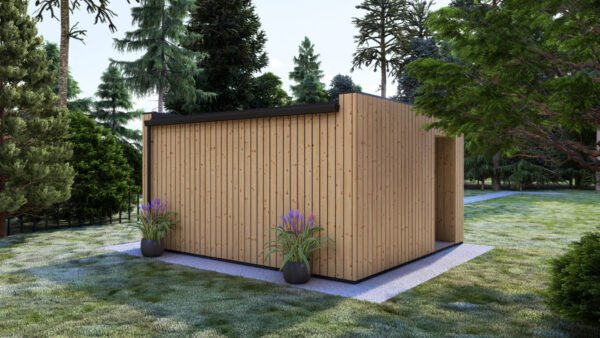 Tuinkantoor Rens (44 mm + Gevelbekleding), 9.3 m², Terras 6.7 m²