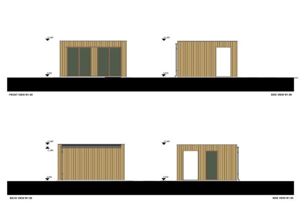 Tuinkantoor Rens (44 mm + Gevelbekleding), 9.3 m², Terras 6.7 m²