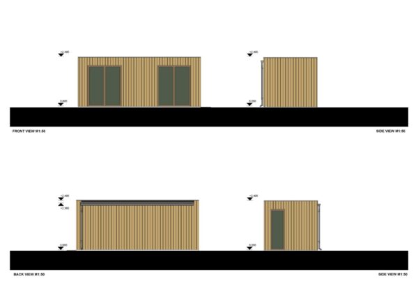 Tuinkantoor Timo (44 mm + Gevelbekleding), 12.5 m²