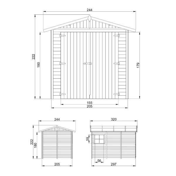 Garage i træ SH501 - 297 x 205 cm – 6 m2 - Image 5