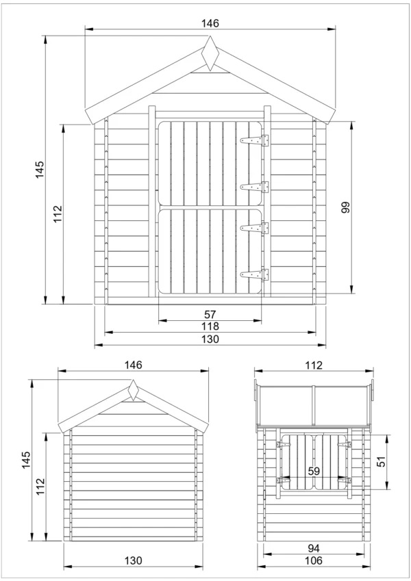 Legehus i træ SH606 – 106 x 130 cm - Image 4