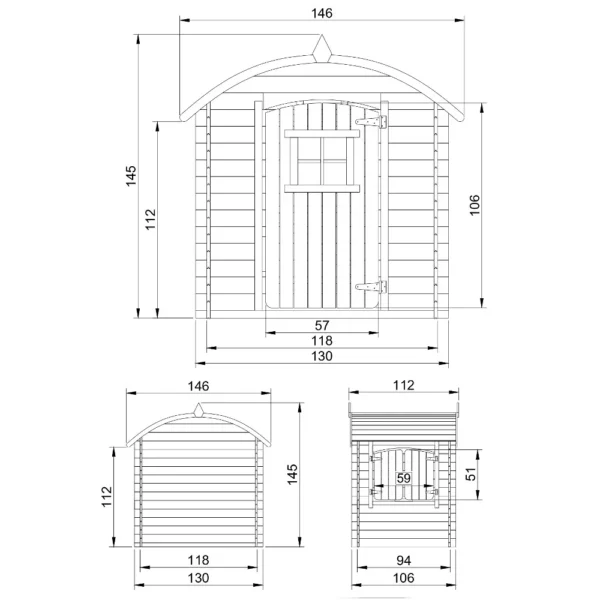 Legehus i træ SH605 – 130 x 106 cm - Image 3