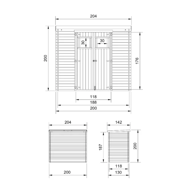 Redskabsskur SH511 - 200 x 130 cm – 2 m2 - Image 4