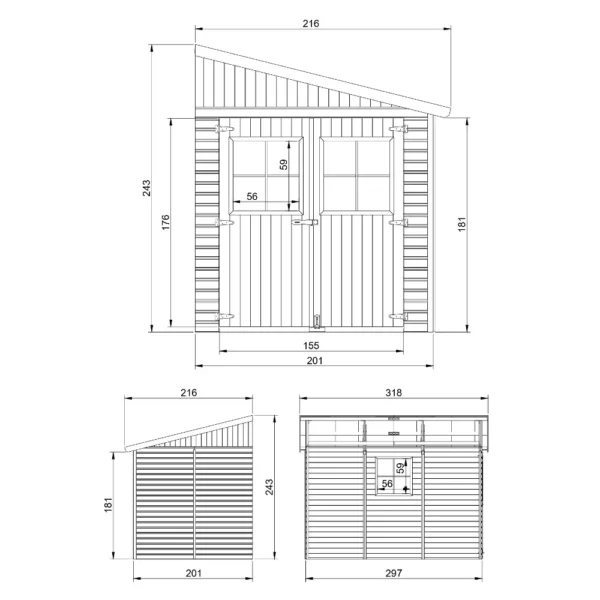 Redskabsskur SH539 - 201 x 297 cm – 6 m2 - Image 5