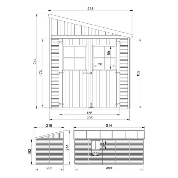 Haveskur i træ SH574 - 205 x 493 cm – 10 m2 - Image 4