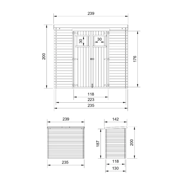 Redskabsskur SH514 - 235 x 130 cm – 3 m2 - Image 2