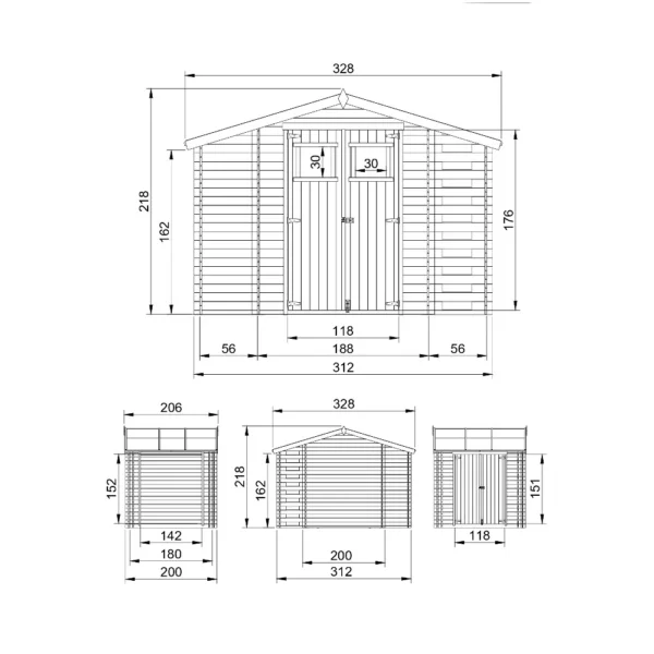 Redskabsskur + Brændeskur SH546 - 312 x 200 cm – 5 m2 - Image 3