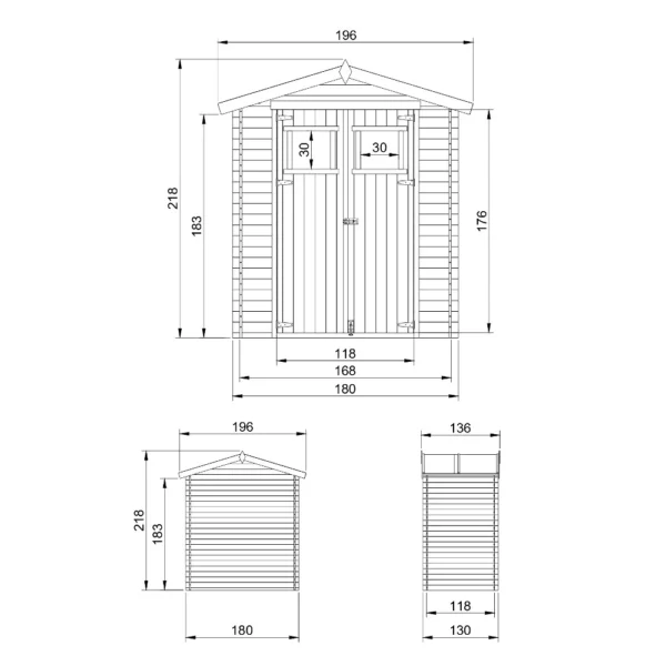 Redskabsskur med gulv SH513 – 180 x 130 cm – 2 m2 - Image 5