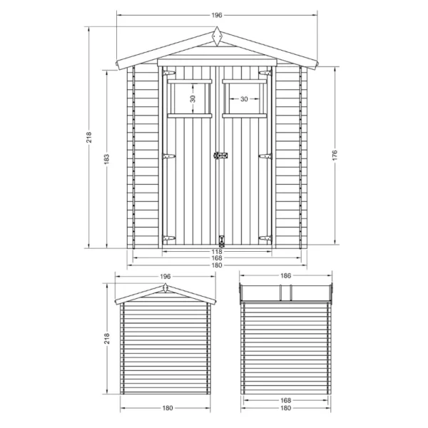 Redskabsskur med gulv SH527 – 180 x 180 cm – 3 m2 - Image 6