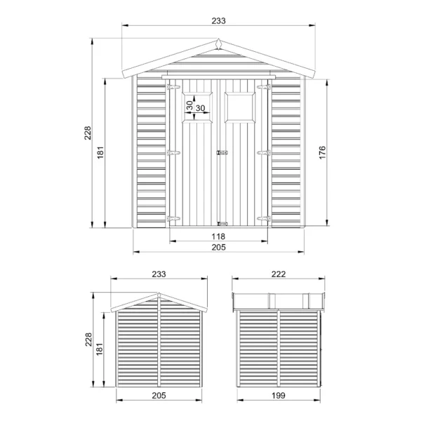 Redskabsskur med gulv SH545 – 205 x 199 cm – 4 m2 - Image 4